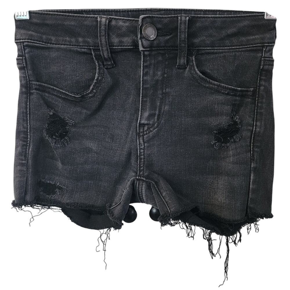 American Eagle Outfitters Next Level Stretch Black Raw Hem Shorts Size 0